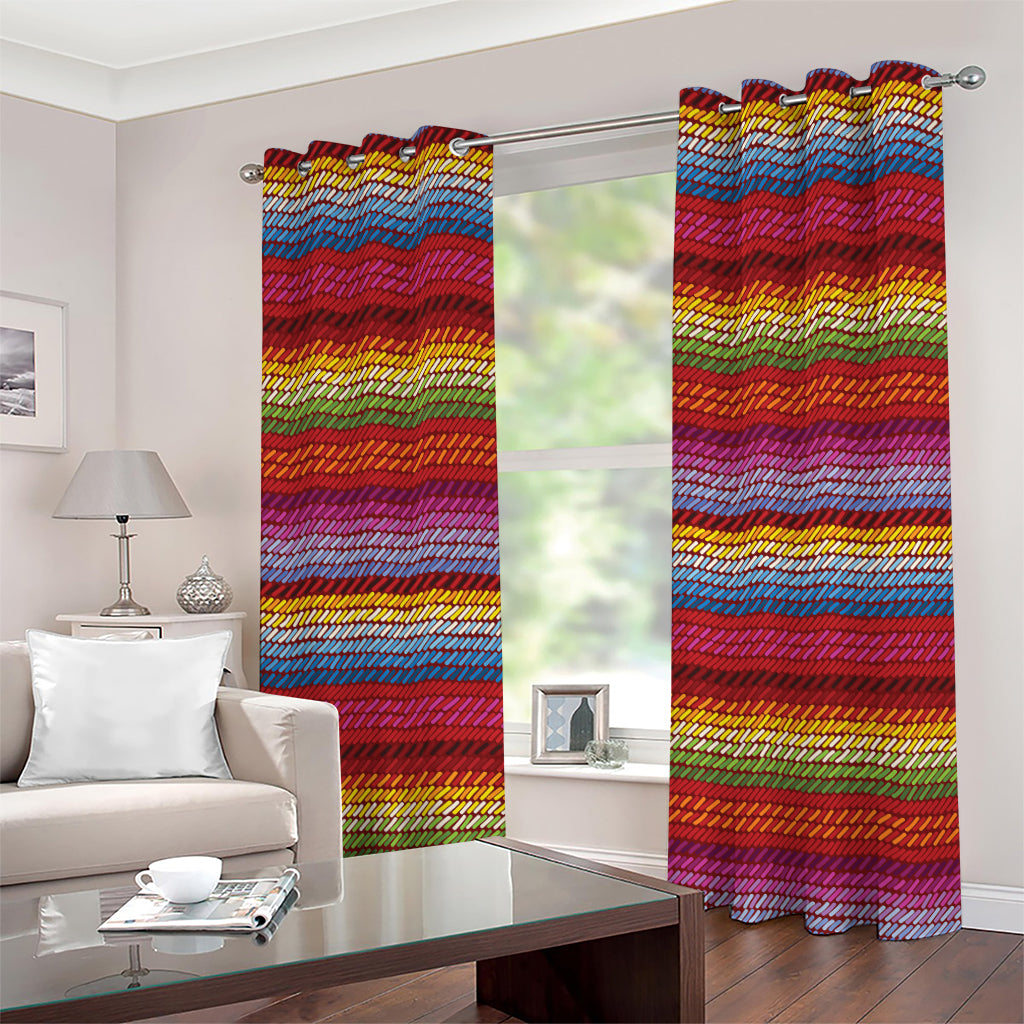 Colorful Mexican Woven Pattern Print Grommet Curtains