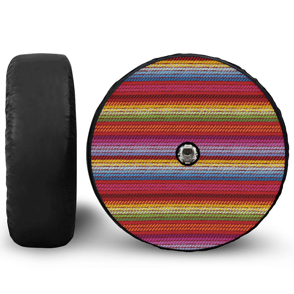 Colorful Mexican Woven Pattern Print Tire Cover With Camera Hole