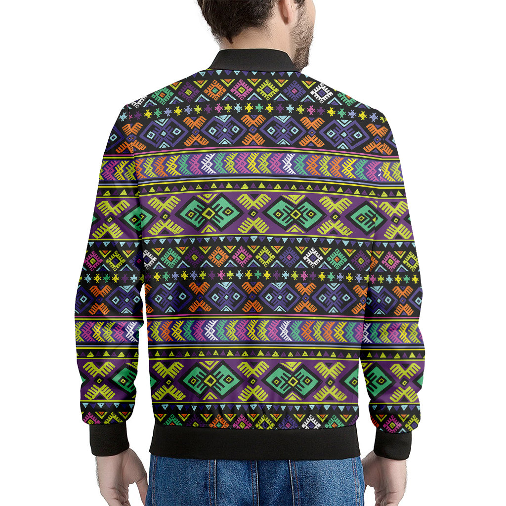 Colorful Native Navajo Tribal Print Men's Bomber Jacket