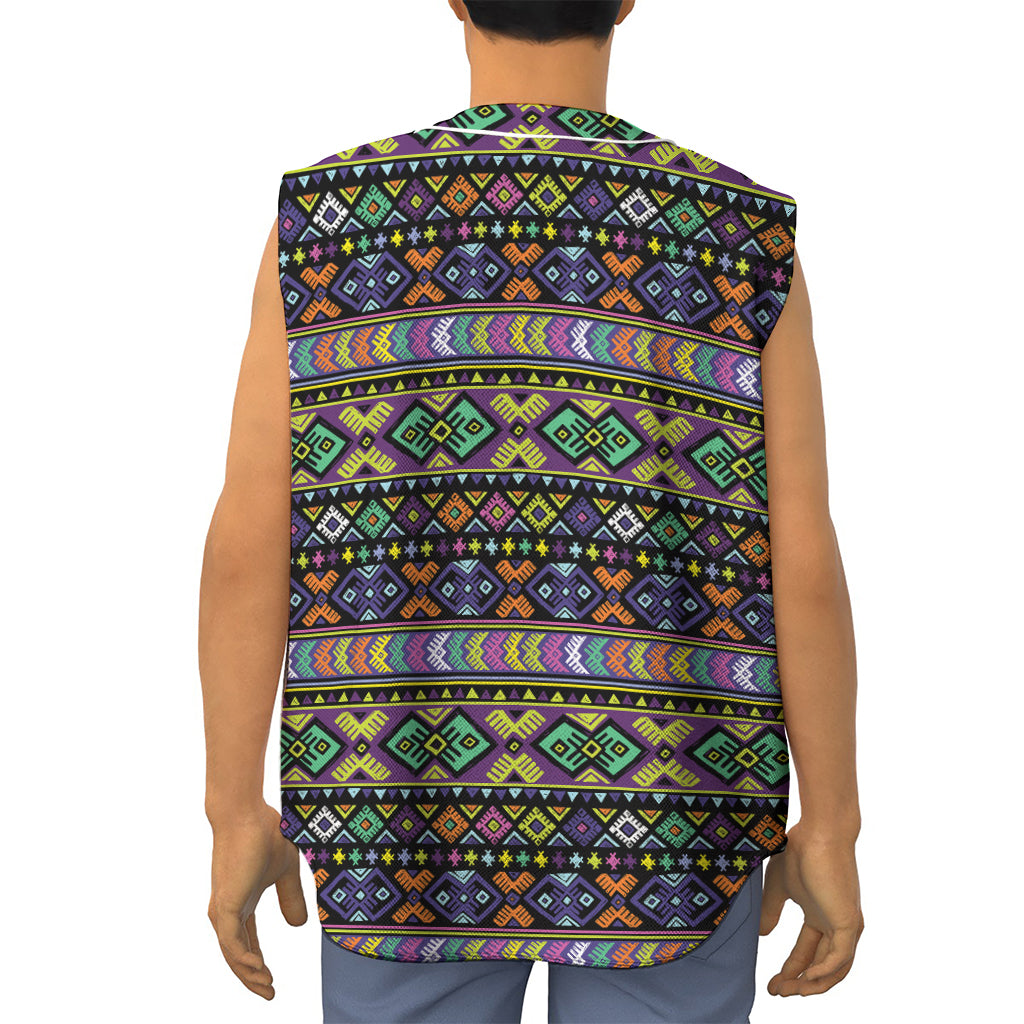 Colorful Native Navajo Tribal Print Sleeveless Baseball Jersey