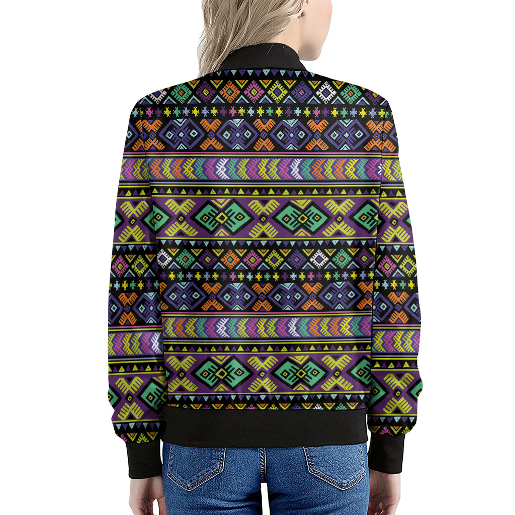Colorful Native Navajo Tribal Print Women's Bomber Jacket