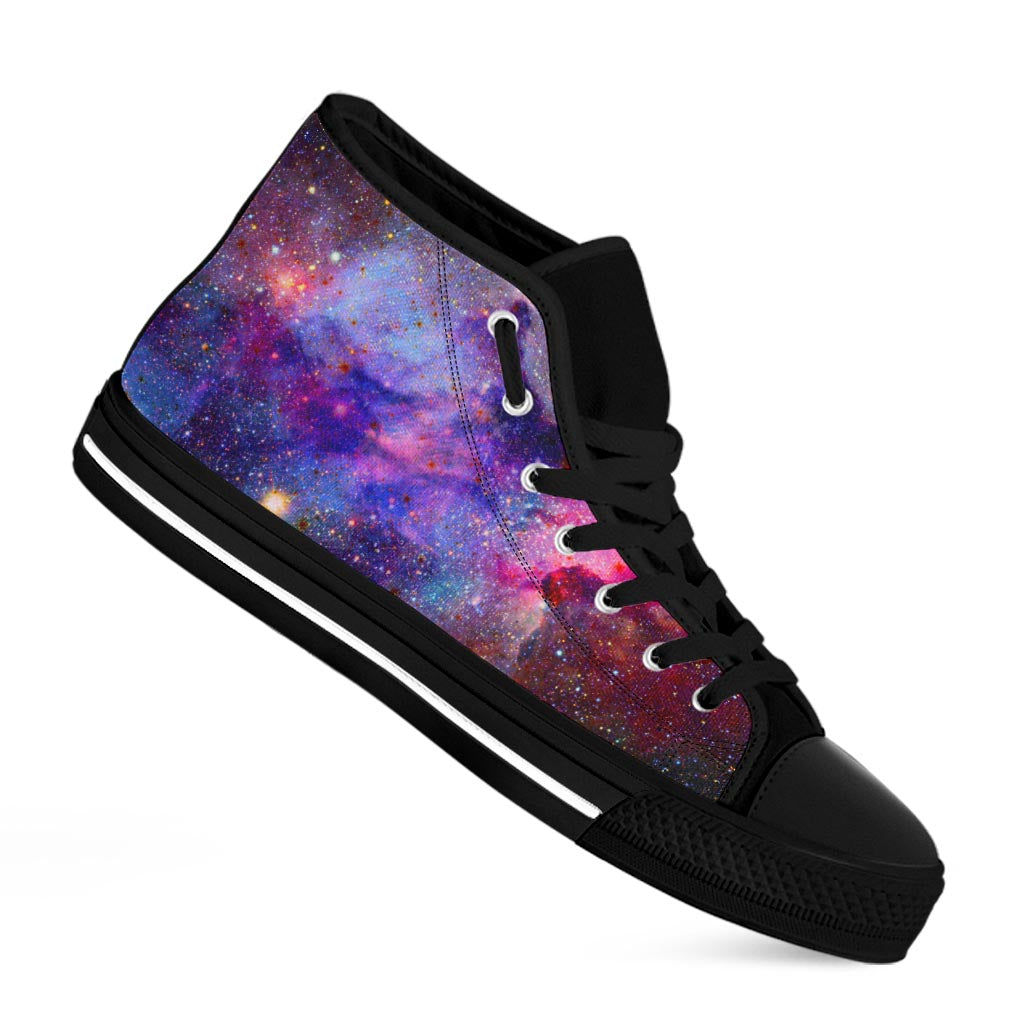 Colorful Nebula Galaxy Space Print Black High Top Sneakers