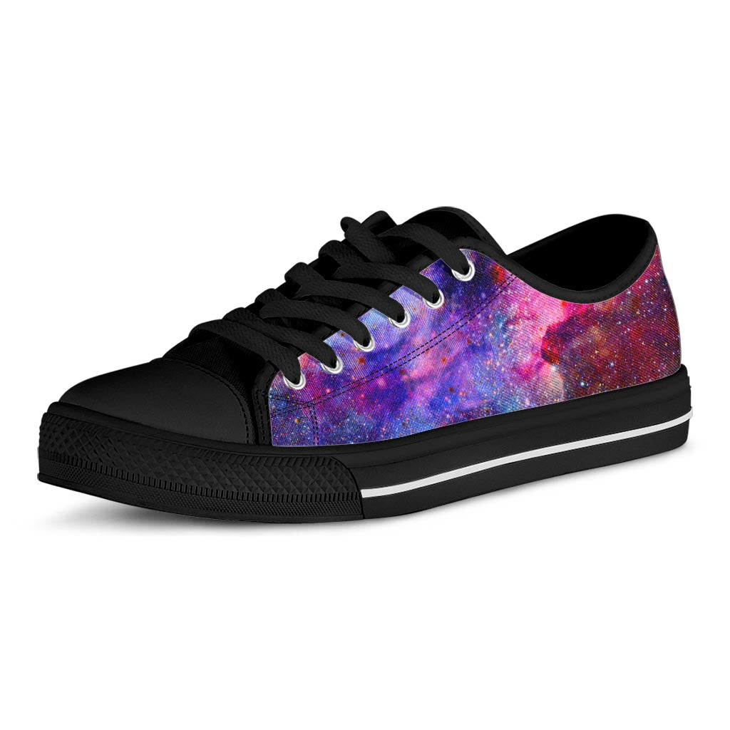 Colorful Nebula Galaxy Space Print Black Low Top Sneakers
