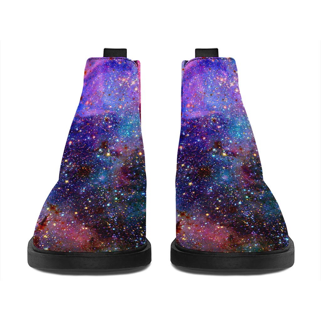 Colorful Nebula Galaxy Space Print Flat Ankle Boots
