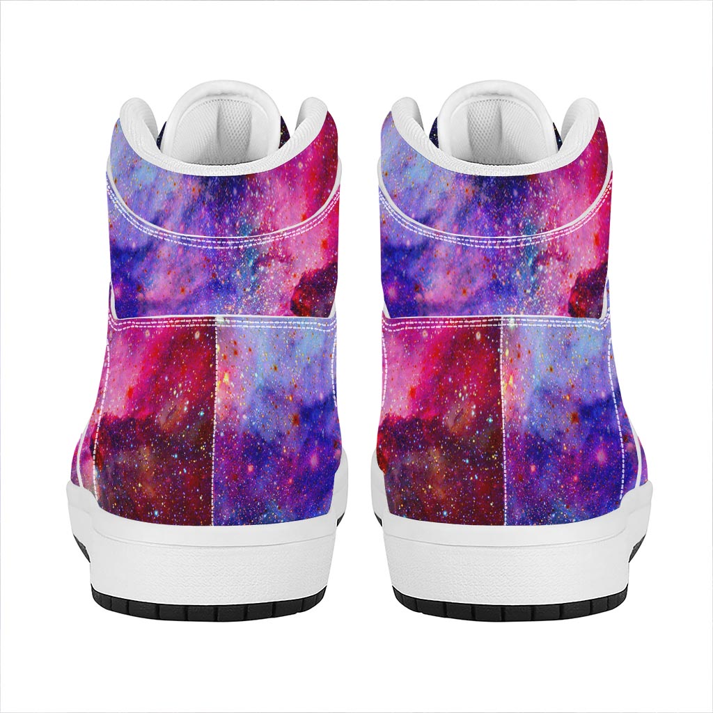 Colorful Nebula Galaxy Space Print High Top Leather Sneakers