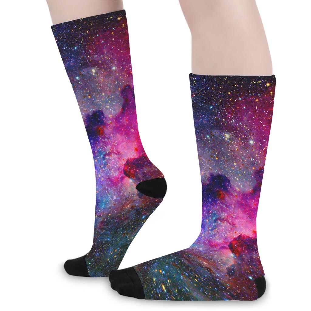 Colorful Nebula Galaxy Space Print Long Socks