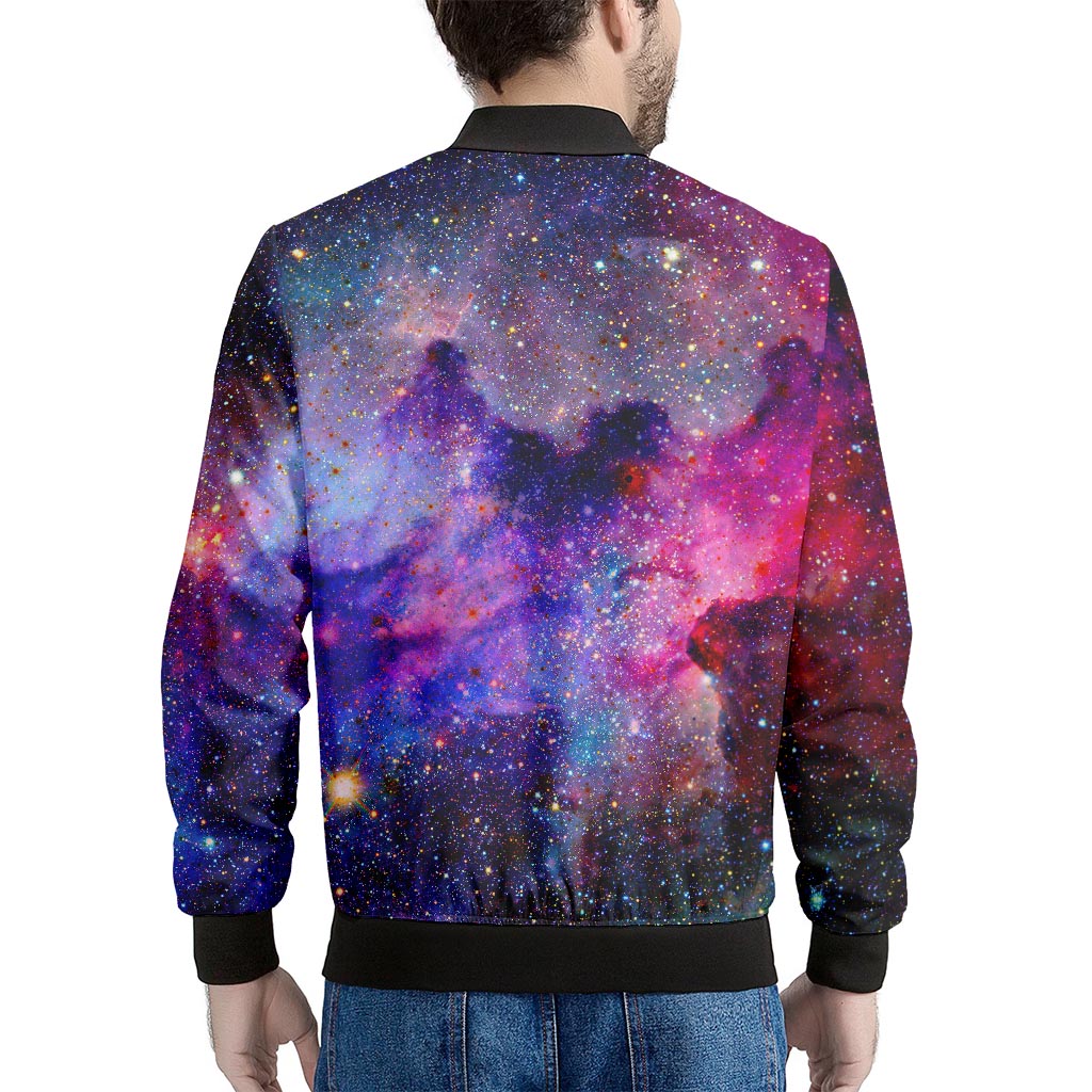 Colorful Nebula Galaxy Space Print Men's Bomber Jacket