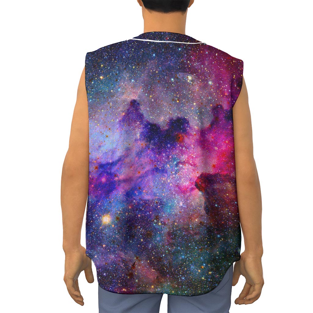 Colorful Nebula Galaxy Space Print Sleeveless Baseball Jersey