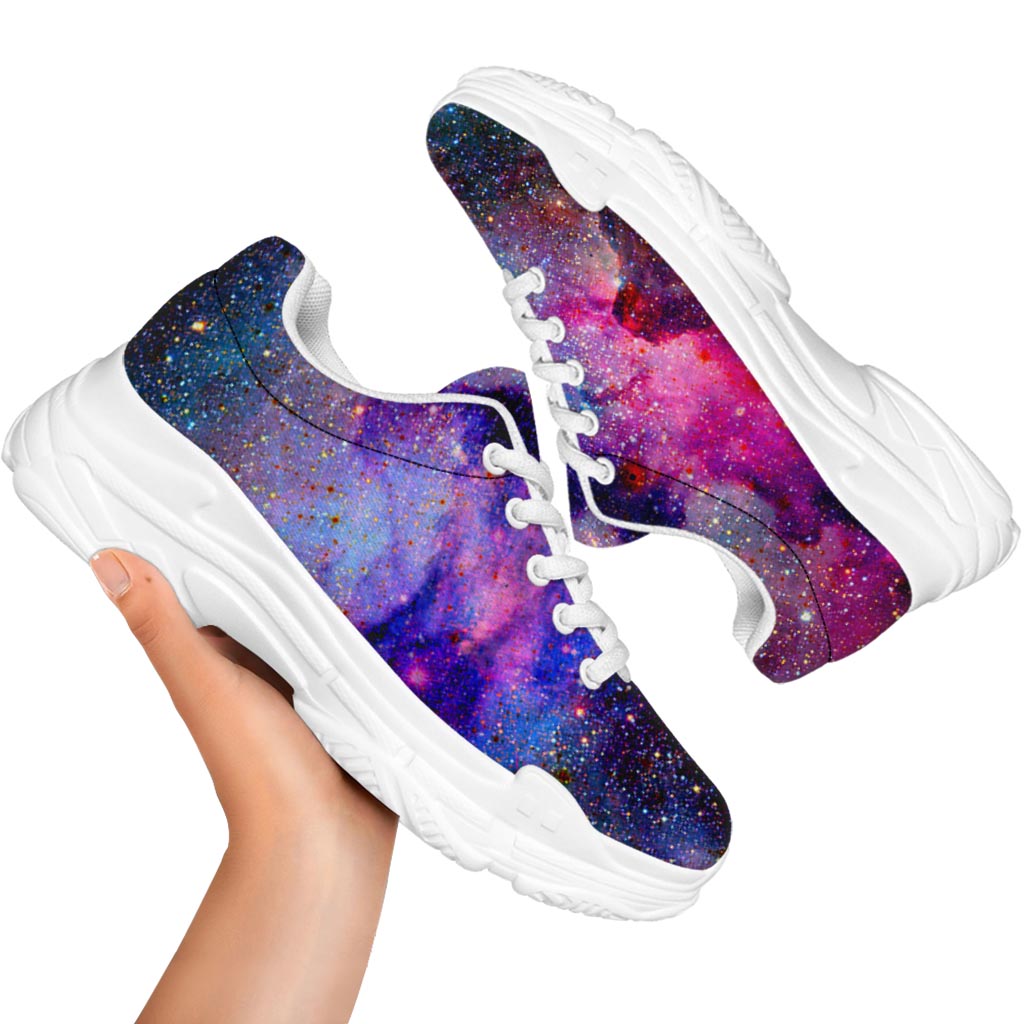 Colorful Nebula Galaxy Space Print White Chunky Shoes