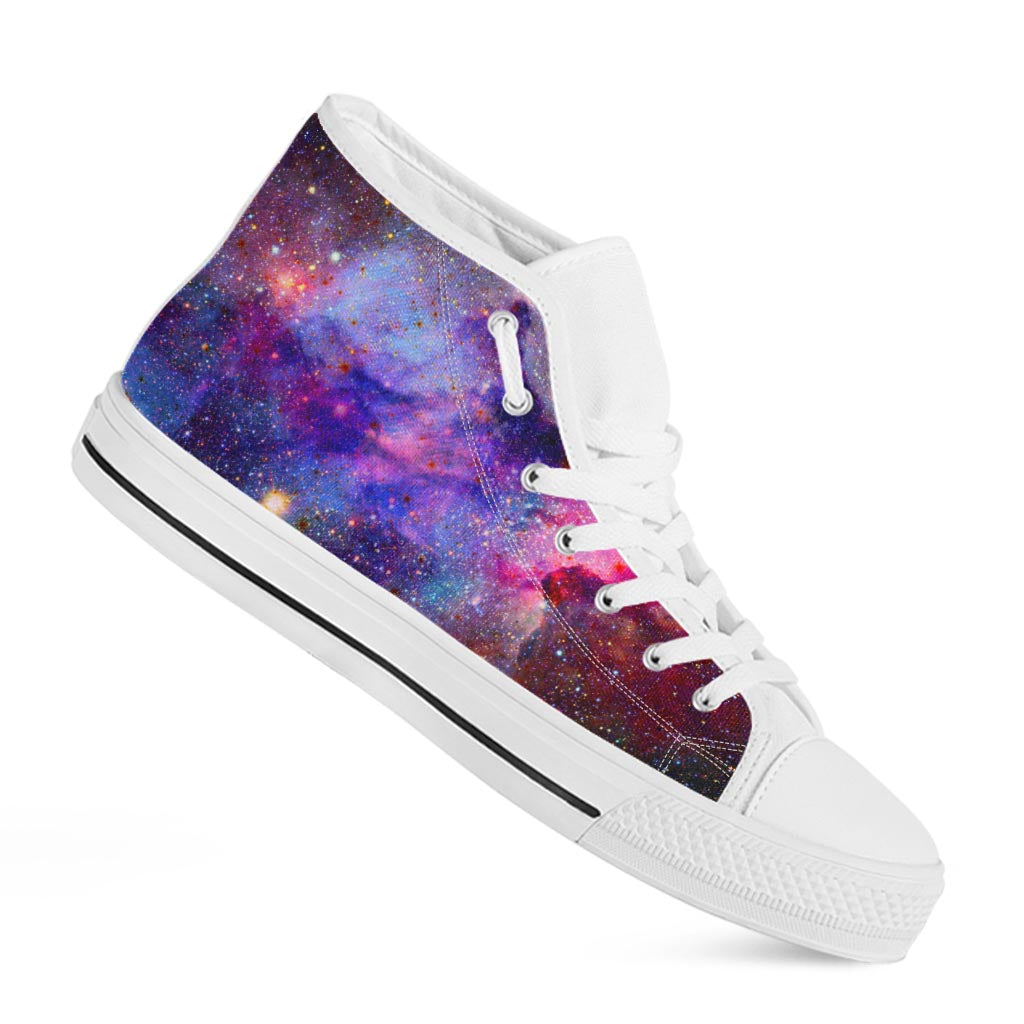 Colorful Nebula Galaxy Space Print White High Top Sneakers