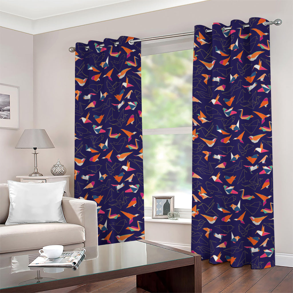 Colorful Origami Bird Pattern Print Grommet Curtains