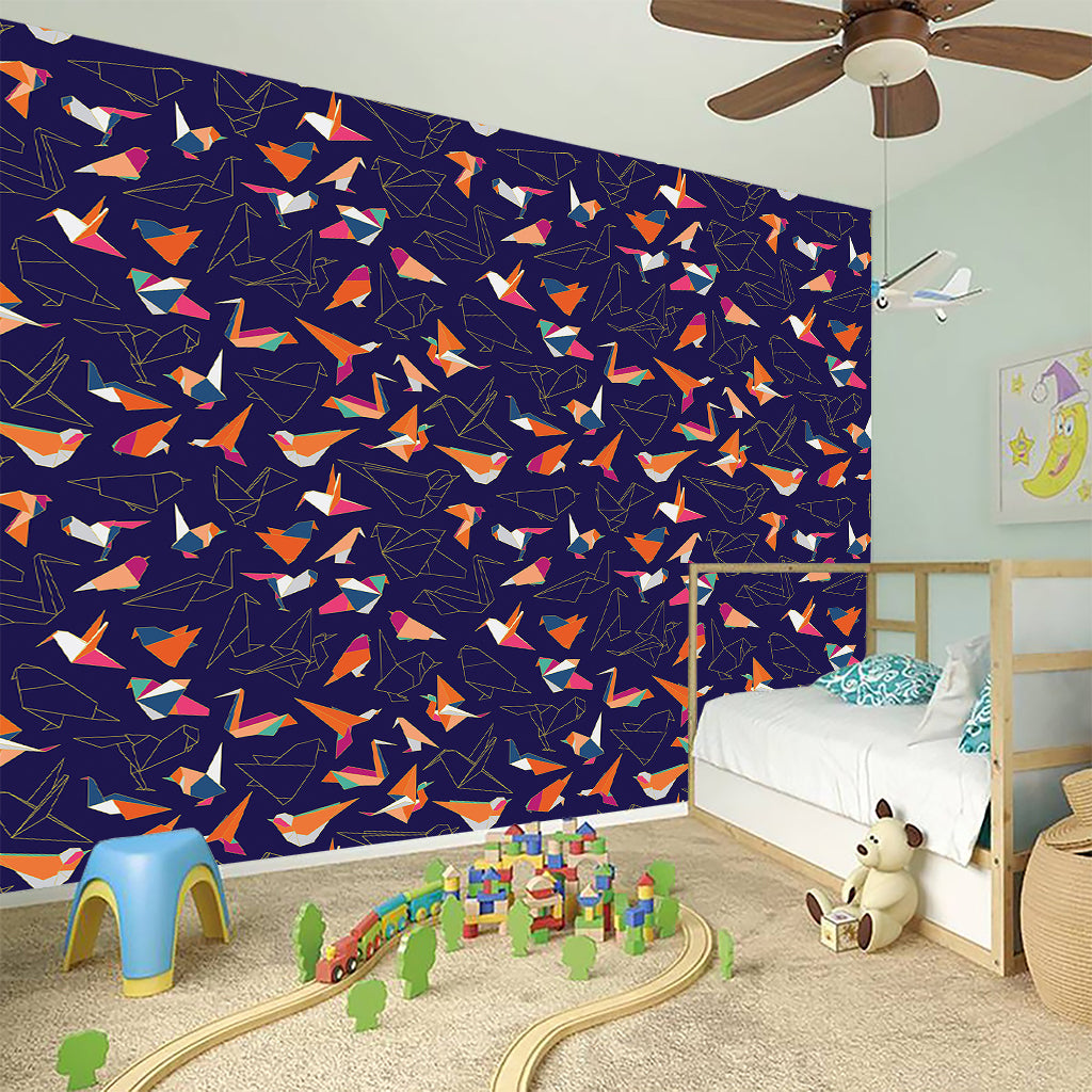 Colorful Origami Bird Pattern Print Wall Sticker