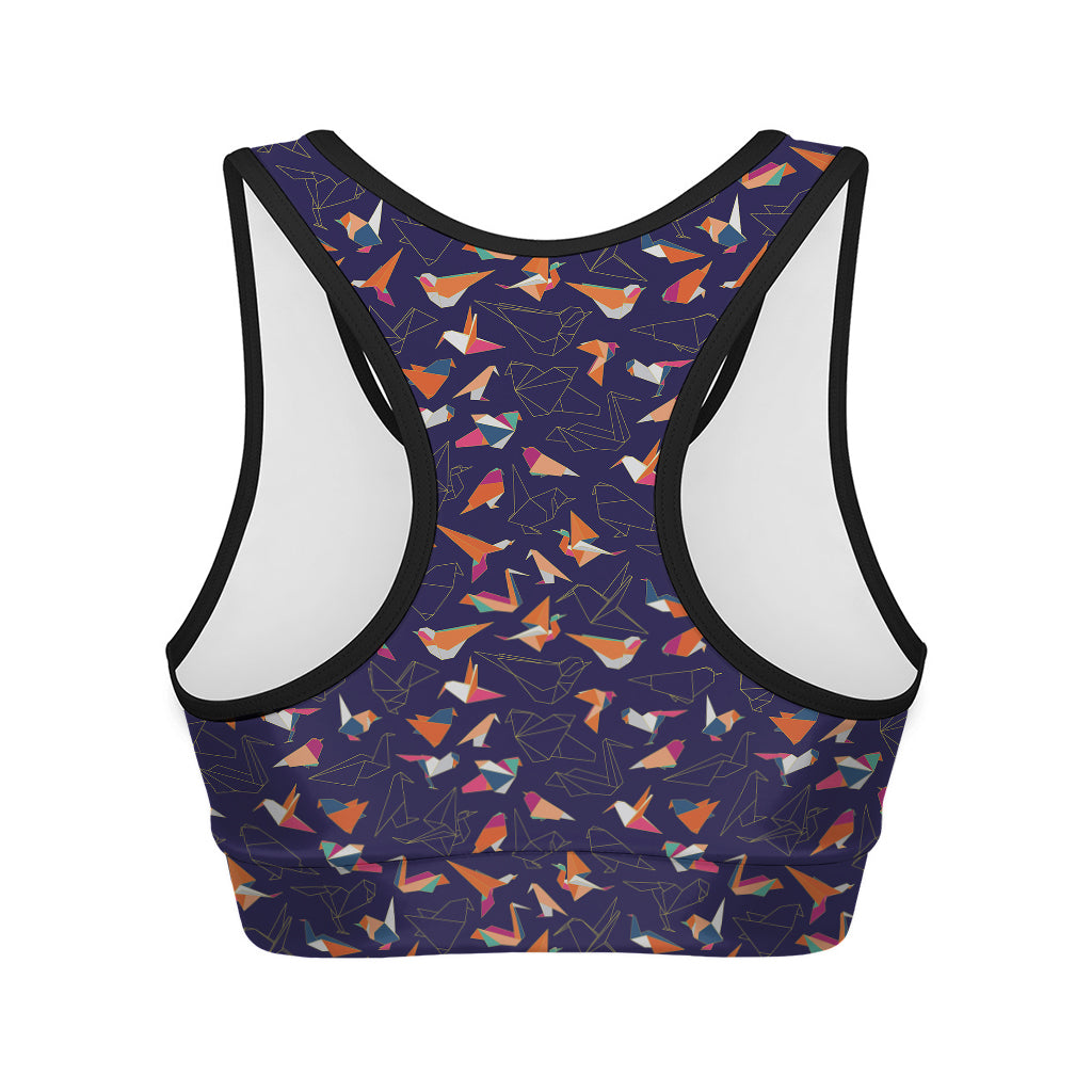 Colorful Origami Bird Pattern Print Women's Sports Bra