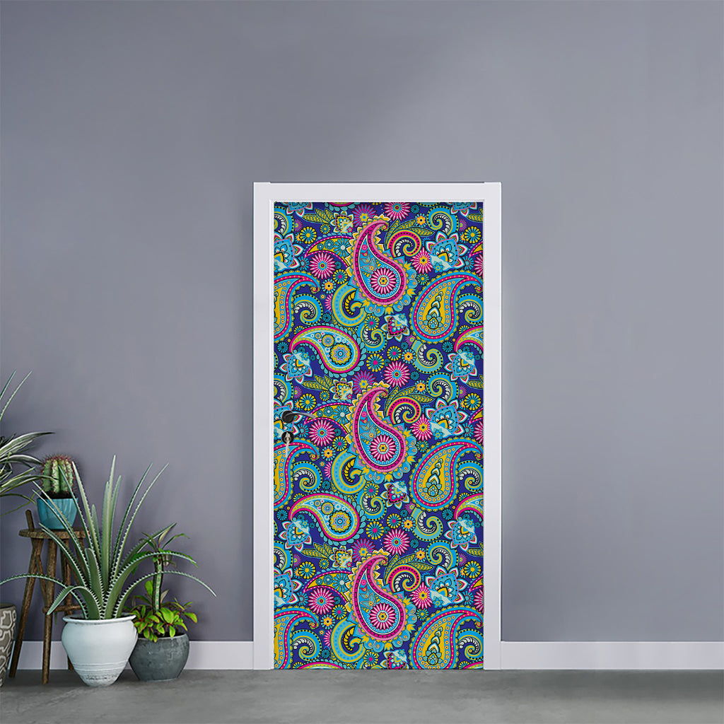 Colorful Paisley Pattern Print Door Sticker