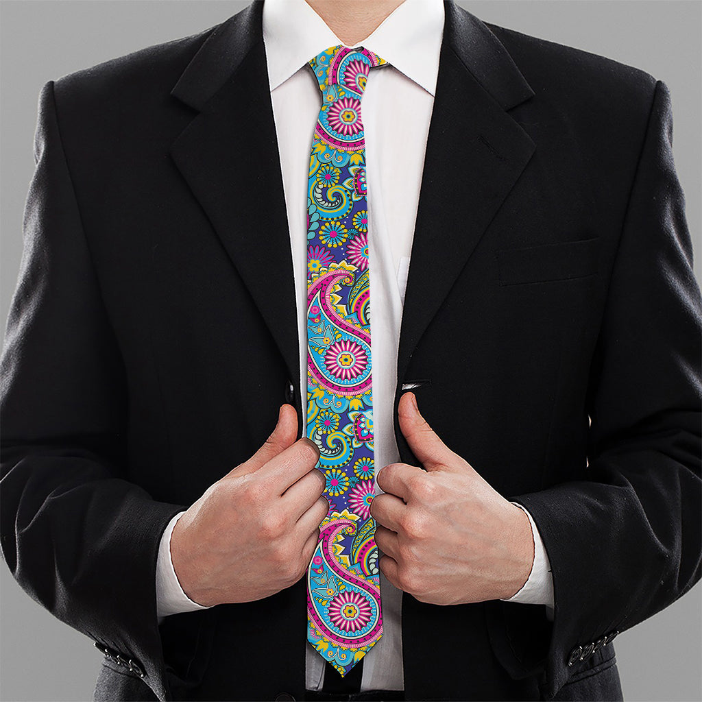Colorful Paisley Pattern Print Necktie