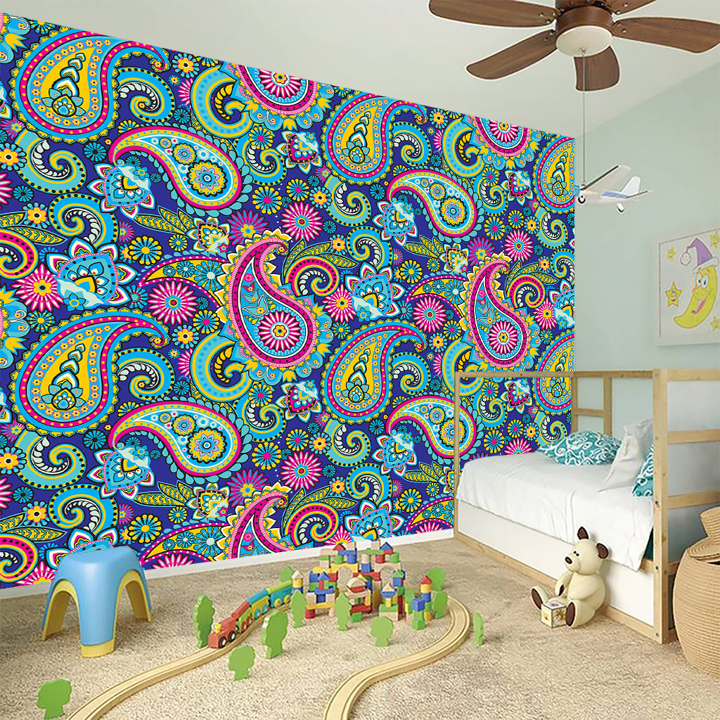 Colorful Paisley Pattern Print Wall Sticker