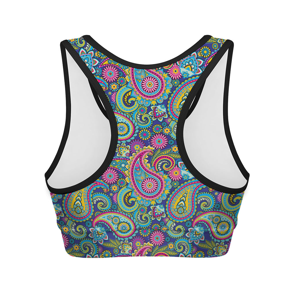 Colorful Paisley Pattern Print Women's Sports Bra