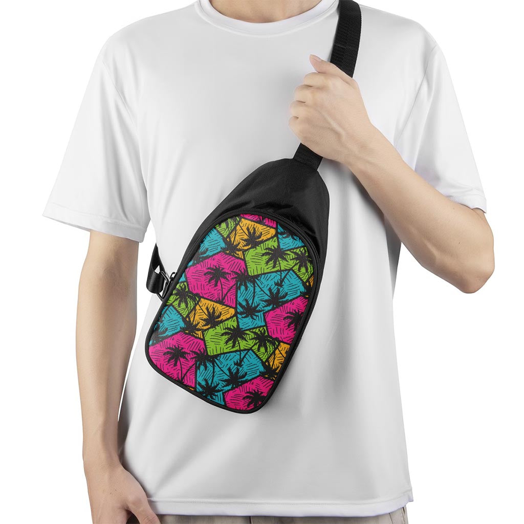 Colorful Palm Tree Pattern Print Chest Bag