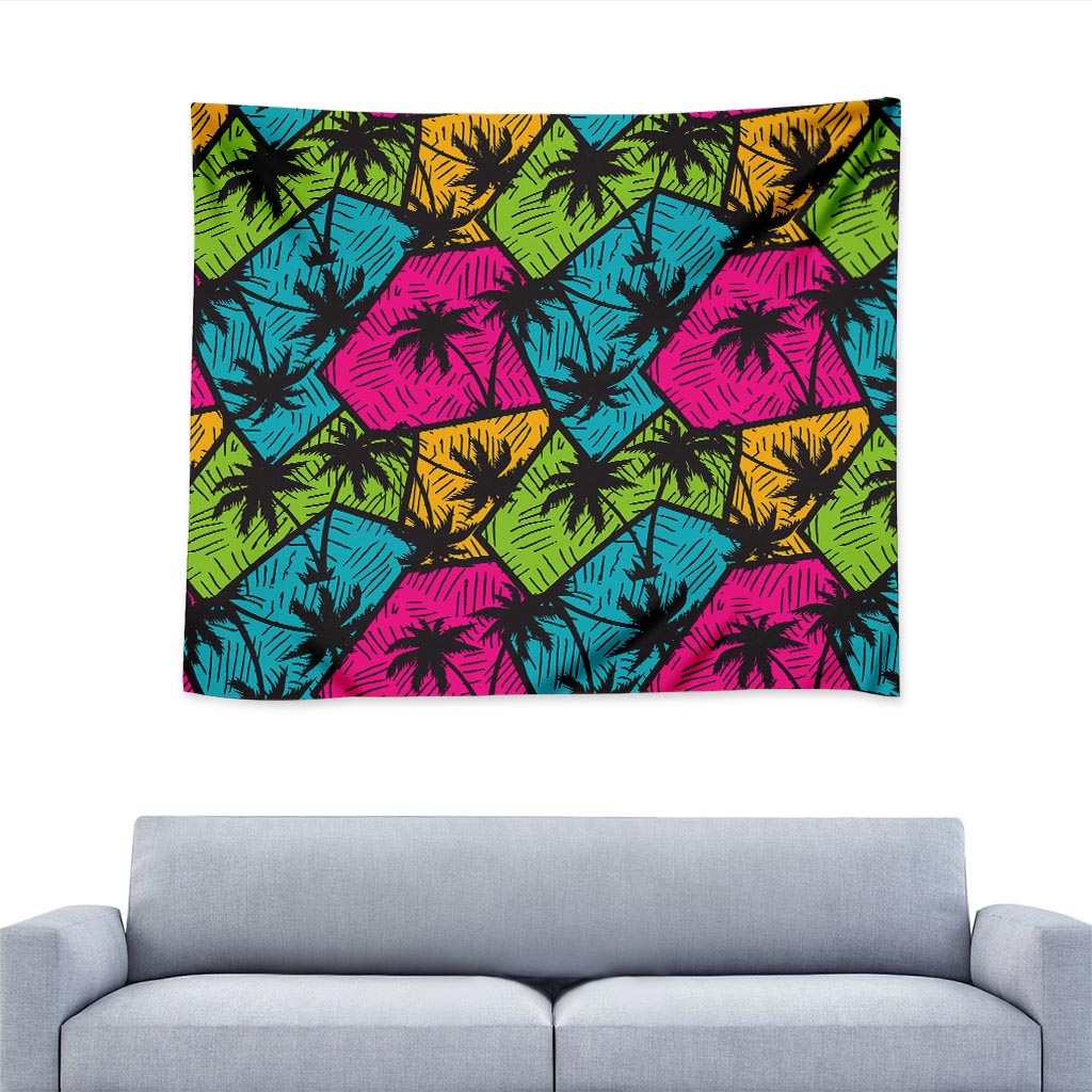 Colorful Palm Tree Pattern Print Tapestry