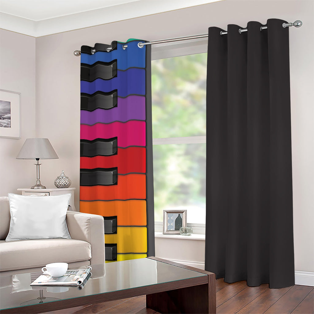 Colorful Piano Keyboard Print Extra Wide Grommet Curtains