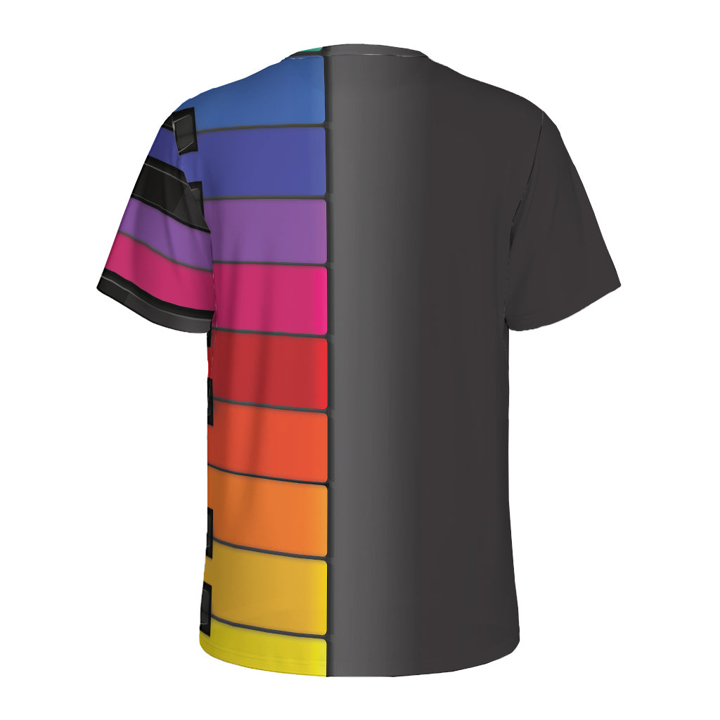 Colorful Piano Keyboard Print Men's Sports T-Shirt