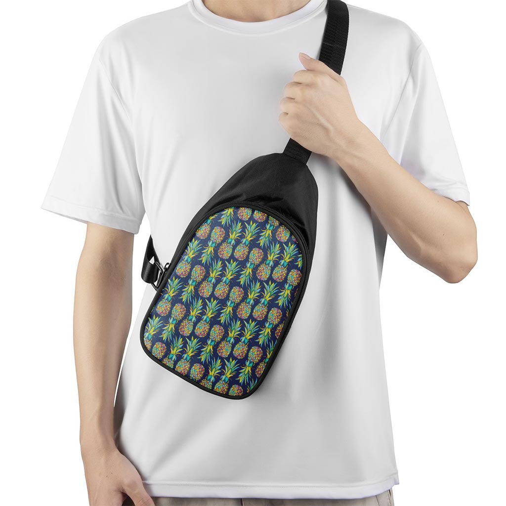 Colorful Pineapple Pattern Print Chest Bag