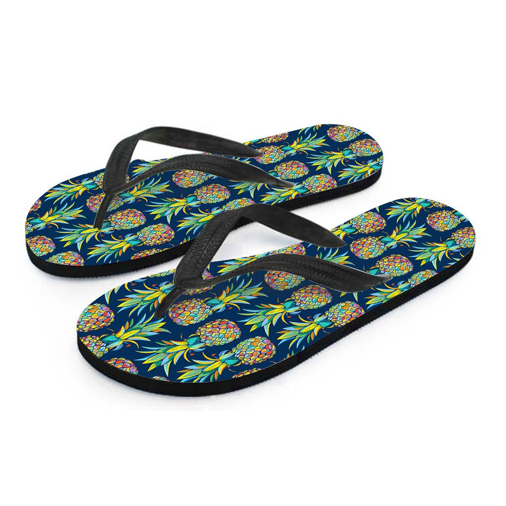 Colorful Pineapple Pattern Print Flip Flops