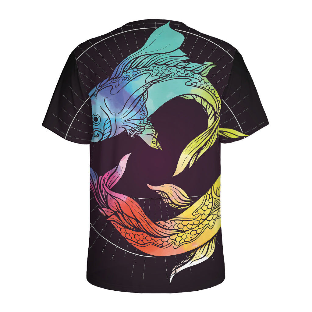 Colorful Pisces Sign Print Men's Sports T-Shirt
