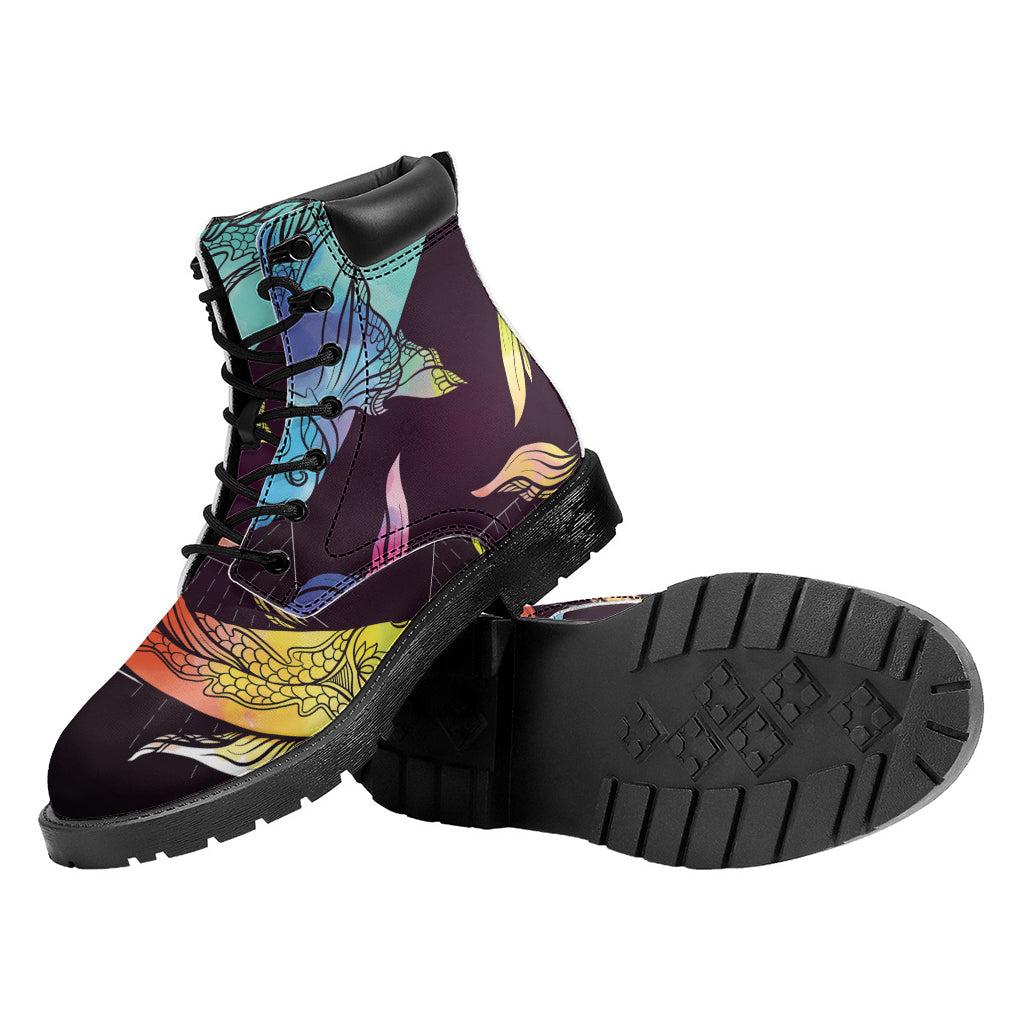 Colorful Pisces Sign Print Work Boots