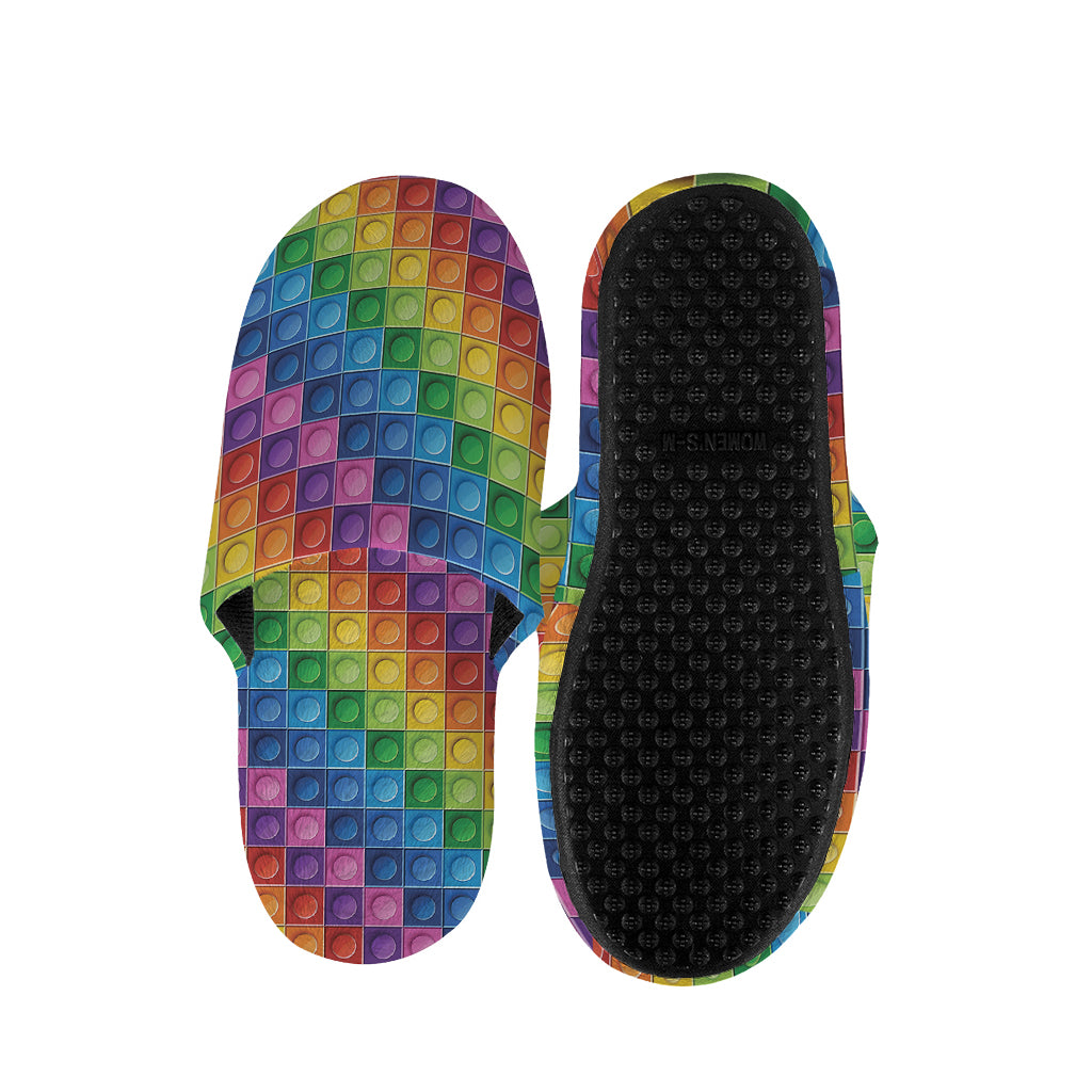 Colorful Plastic Building Blocks Print Slippers