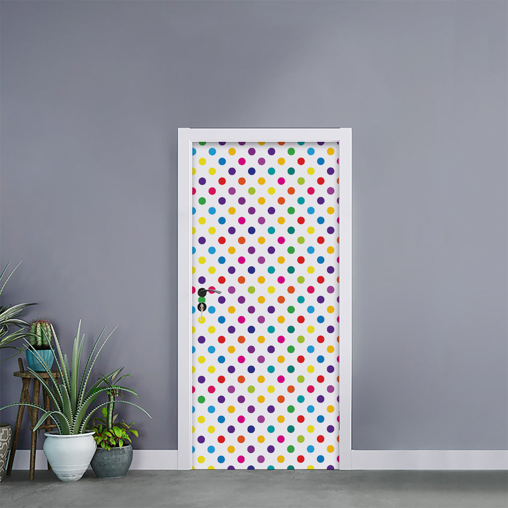 Colorful Polka Dot Pattern Print Door Sticker