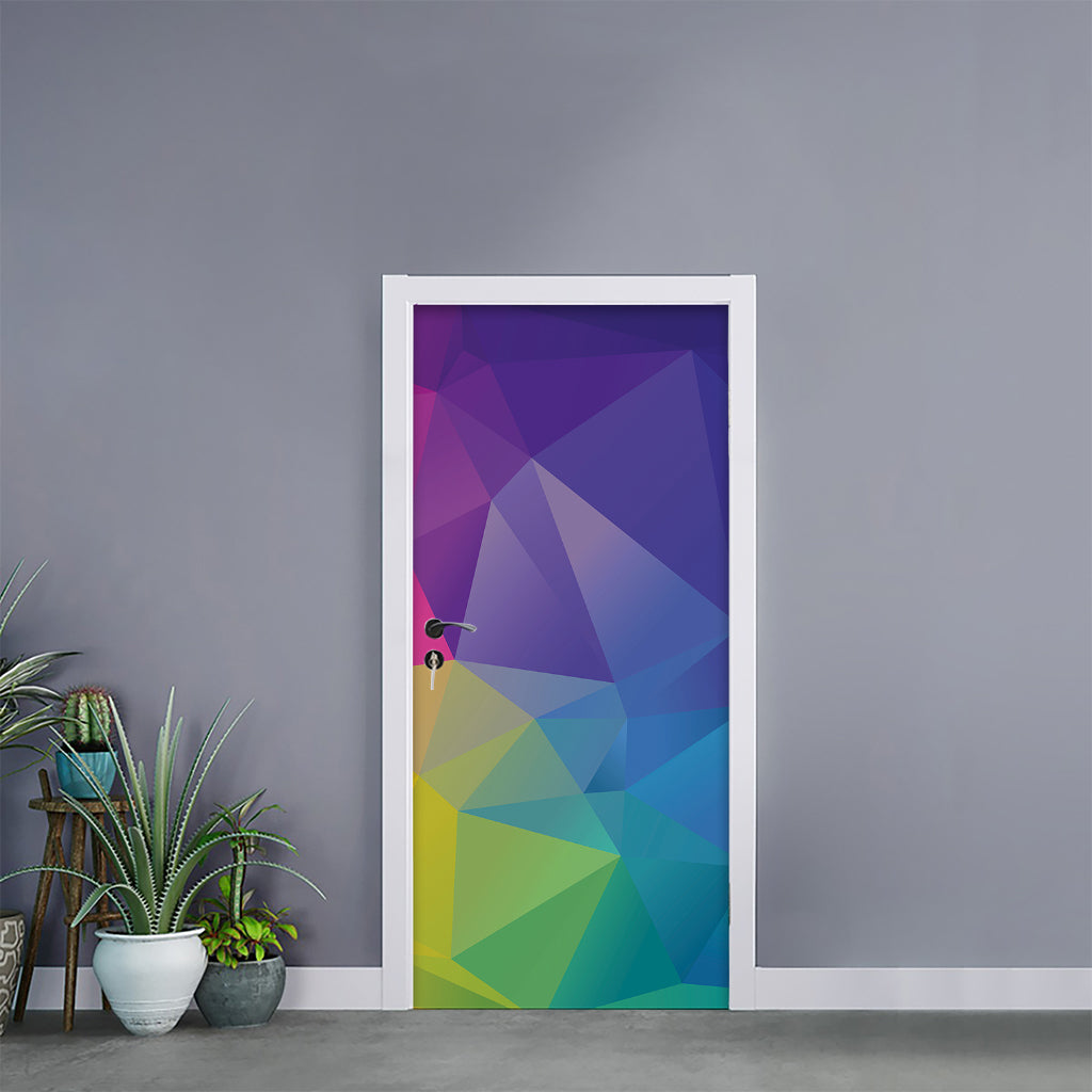 Colorful Polygonal Geometric Print Door Sticker