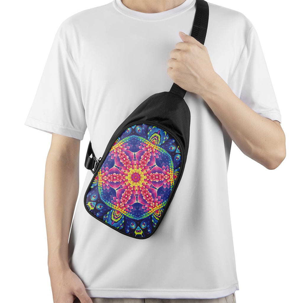 Colorful Psychedelic Kaleidoscope Print Chest Bag