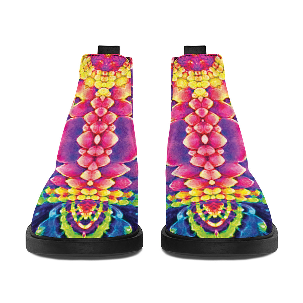 Colorful Psychedelic Kaleidoscope Print Flat Ankle Boots