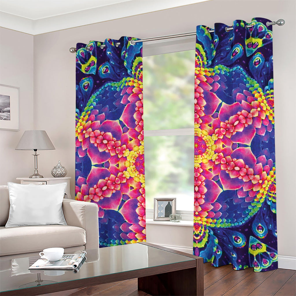Colorful Psychedelic Kaleidoscope Print Grommet Curtains