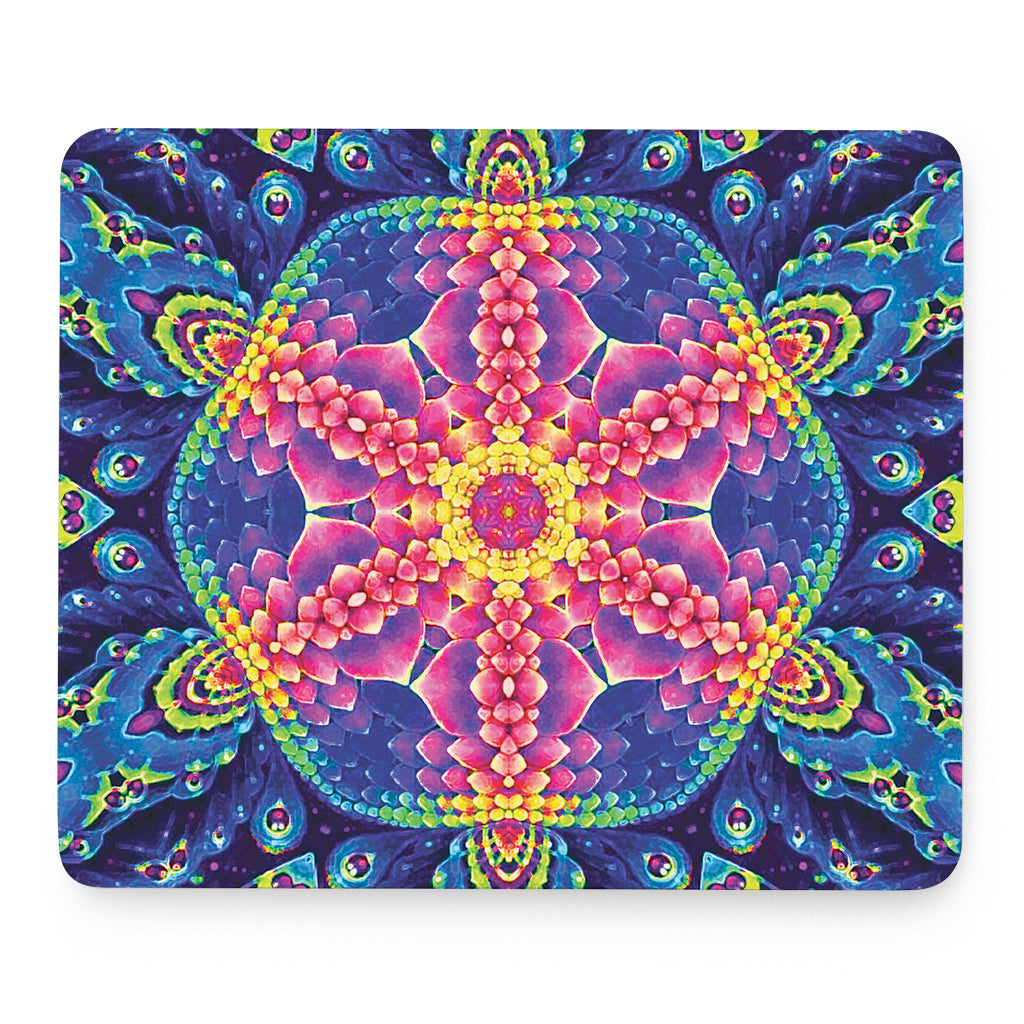 Colorful Psychedelic Kaleidoscope Print Mouse Pad