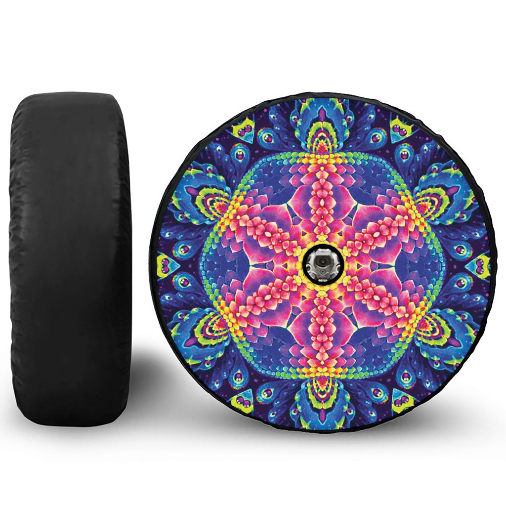 Colorful Psychedelic Kaleidoscope Print Tire Cover With Camera Hole