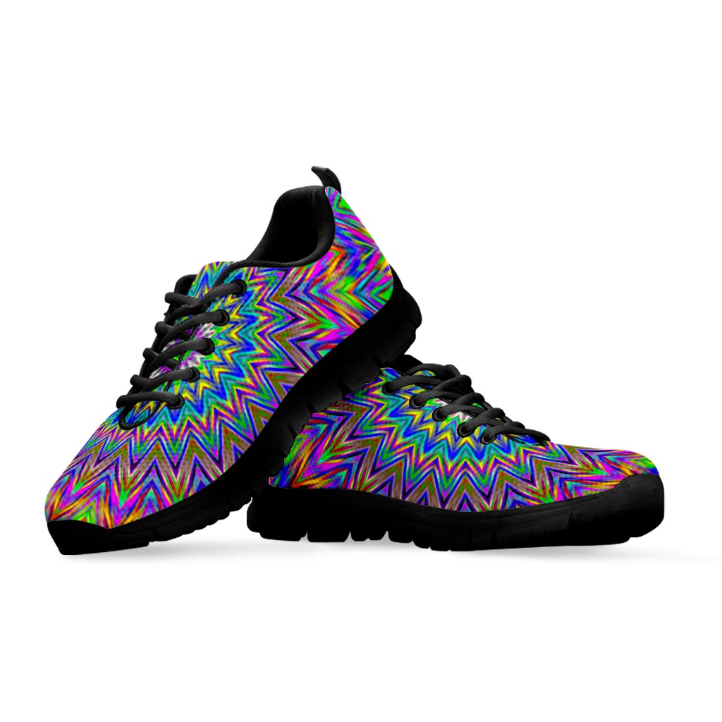 Colorful Psychedelic Optical Illusion Black Running Shoes