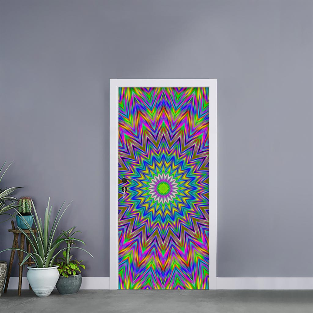 Colorful Psychedelic Optical Illusion Door Sticker