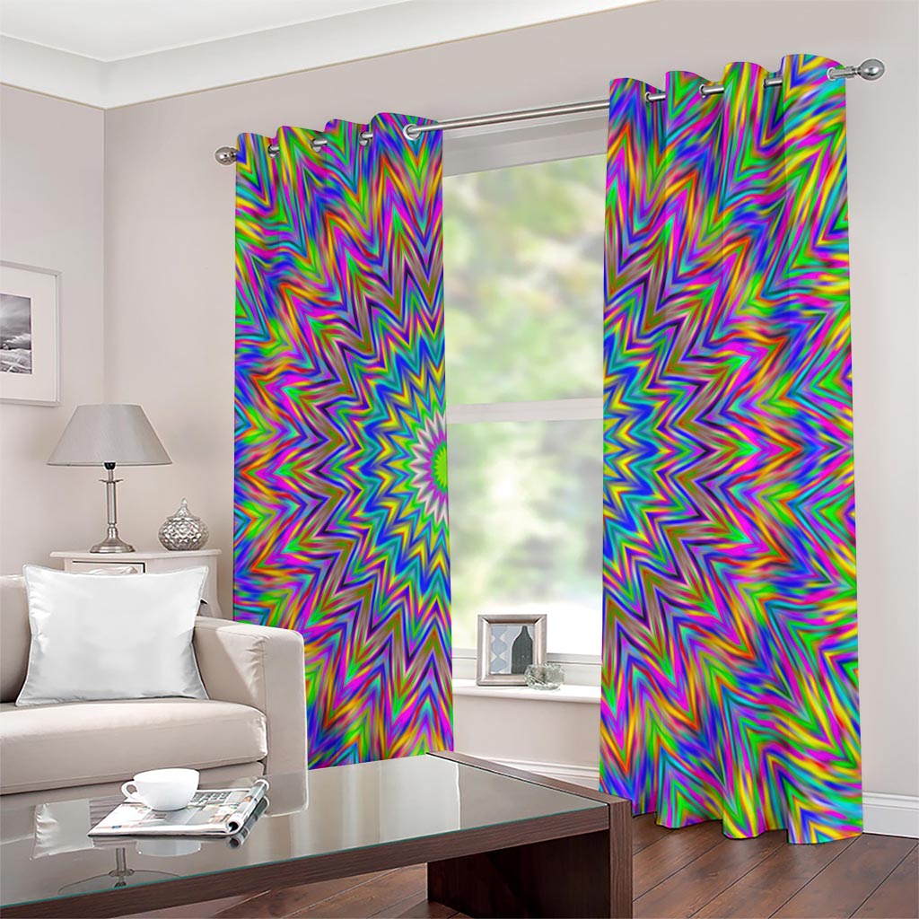 Colorful Psychedelic Optical Illusion Extra Wide Grommet Curtains