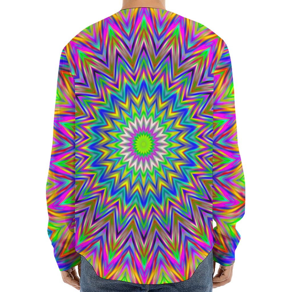 Colorful Psychedelic Optical Illusion Long Sleeve Baseball Jersey