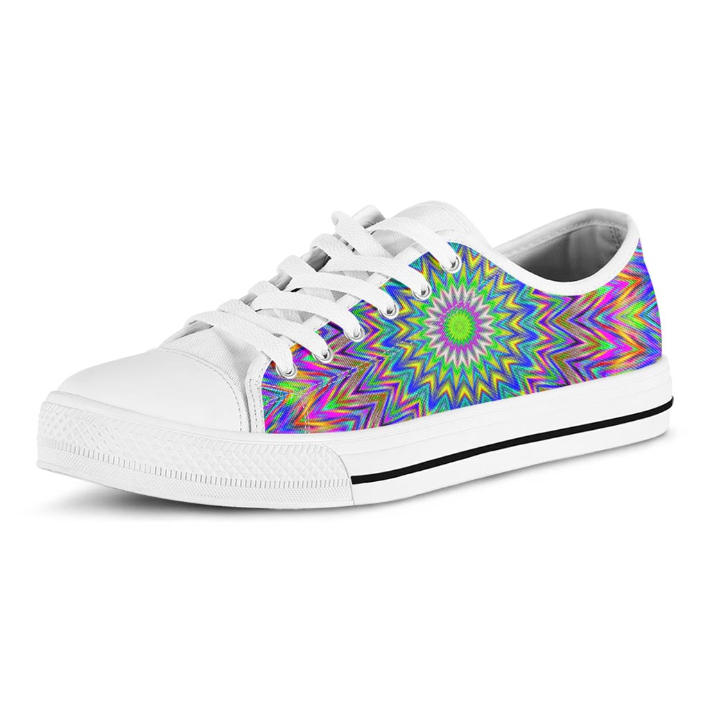 Colorful Psychedelic Optical Illusion White Low Top Sneakers