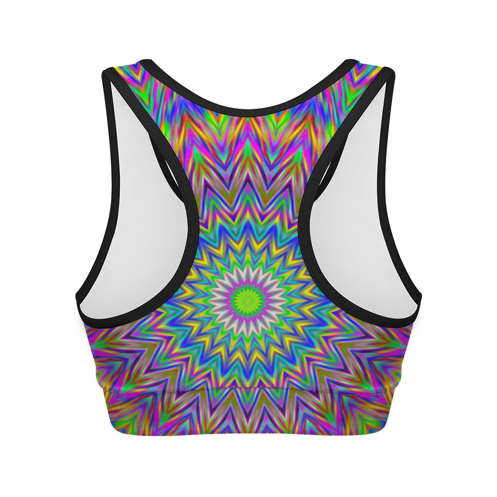 Colorful Psychedelic Optical Illusion Women's Sports Bra