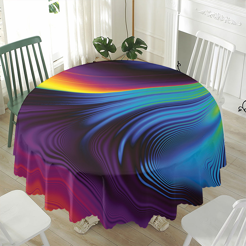 Colorful Psychedelic Print Waterproof Round Tablecloth
