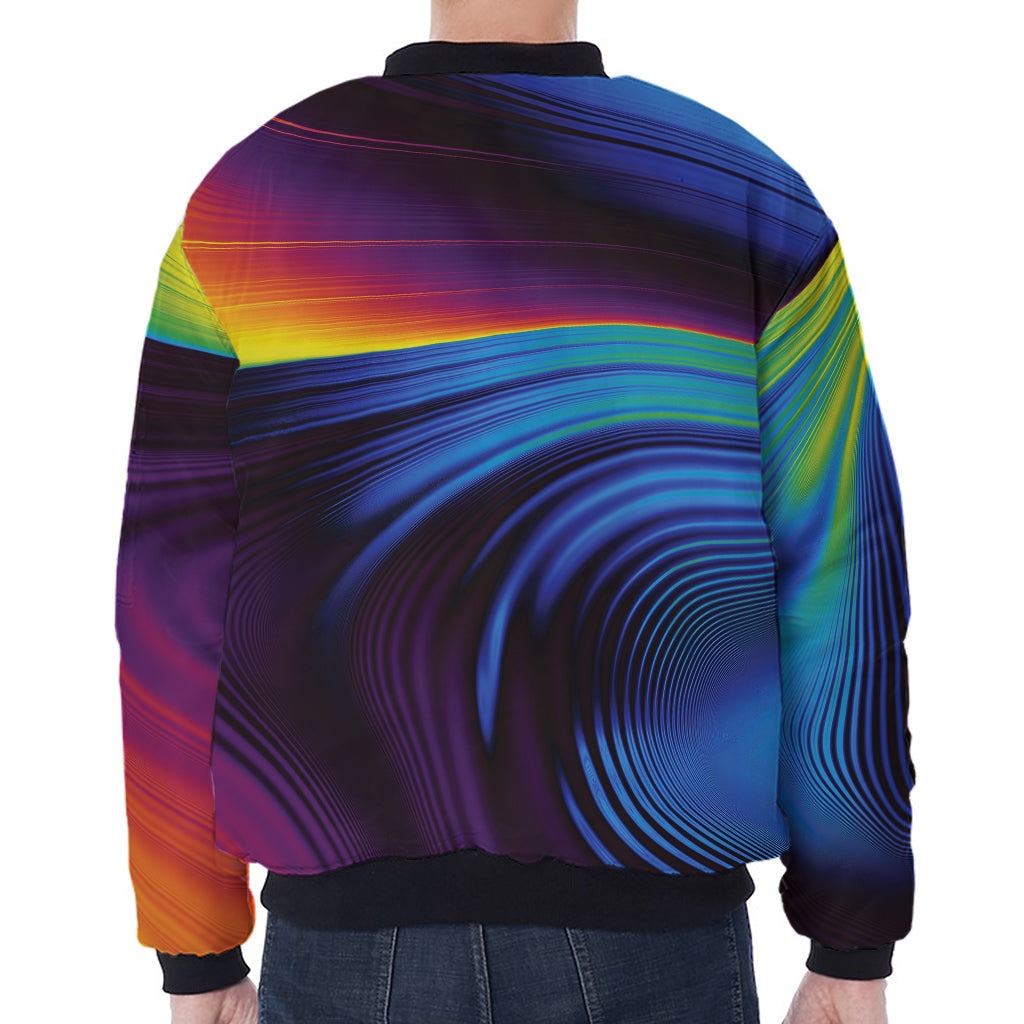 Colorful Psychedelic Print Zip Sleeve Bomber Jacket