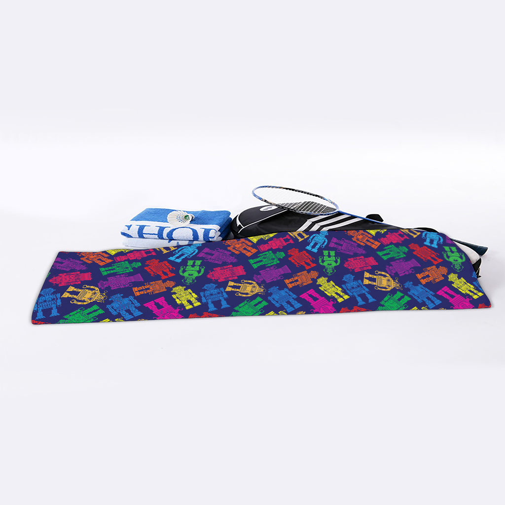 Colorful Robot Pattern Print Sports Towel