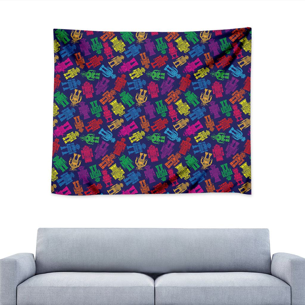 Colorful Robot Pattern Print Tapestry