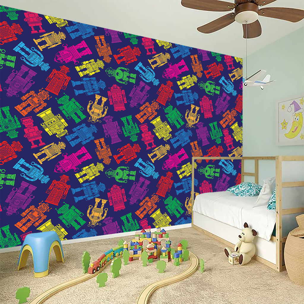 Colorful Robot Pattern Print Wall Sticker