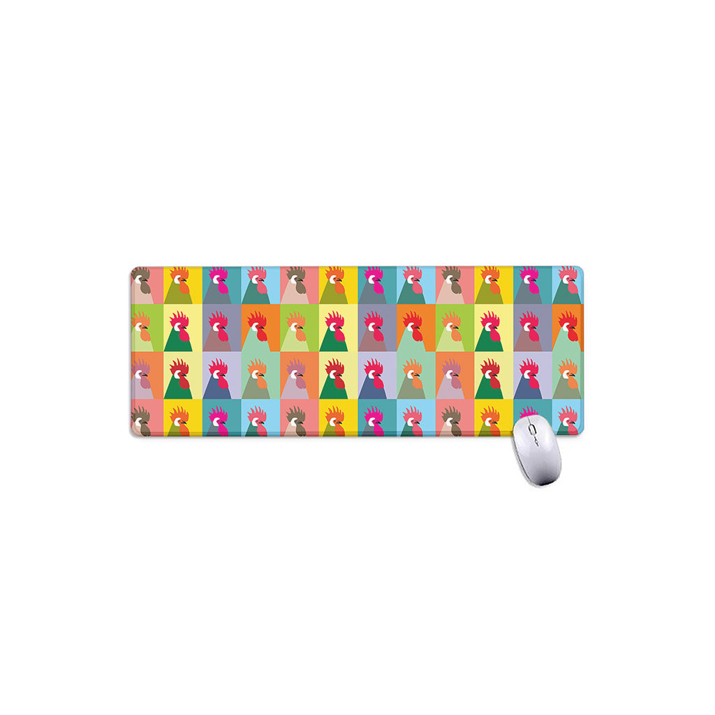 Colorful Rooster Pattern Print Extended Mouse Pad