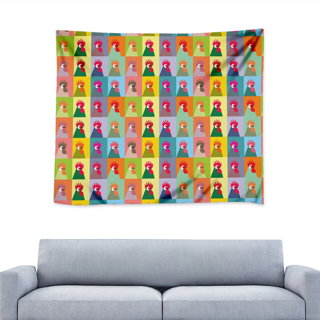 Colorful Rooster Pattern Print Tapestry